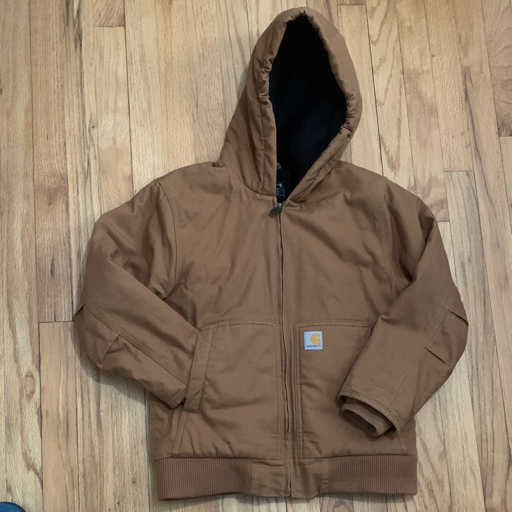 Carhartt Brown Hooded Puffer Jacket for Kids